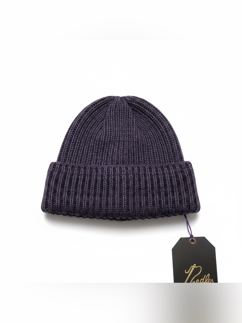 Needles Wool Dark Purple Ribbed Knit Beanie Watch Cap